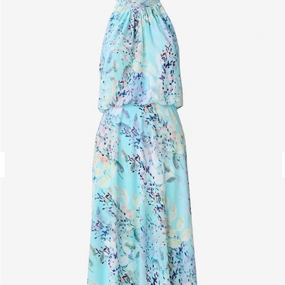 Adrianna Papell Floral Mock Neck
Midi Dress, Light Blue Multi, Size: 2 - Picture 2 of 15